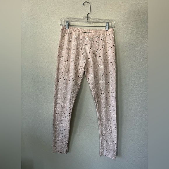 Johnny Was Pants - Johnny Was Stretch Cotton Embroidered Eyelet Leggings in Pink Women’s Size XS